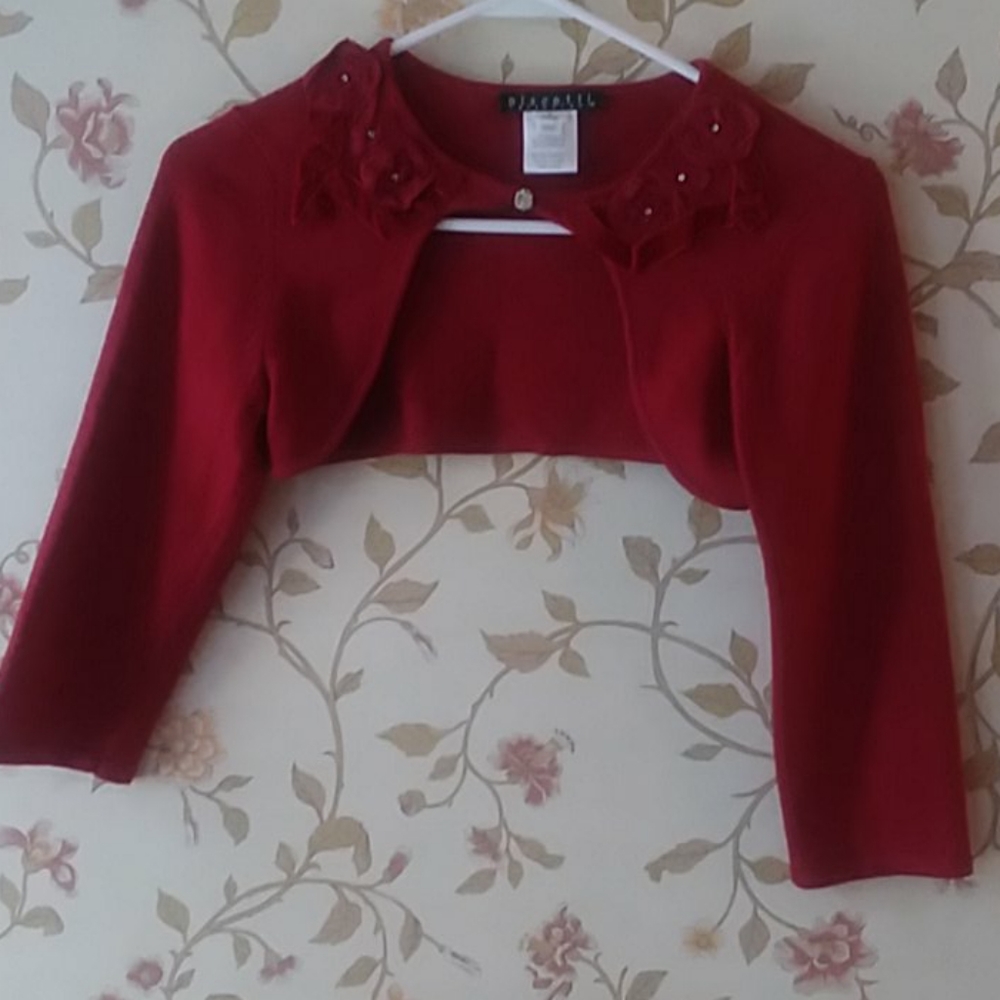 Beautiful Red Shrug with Rhinestones
